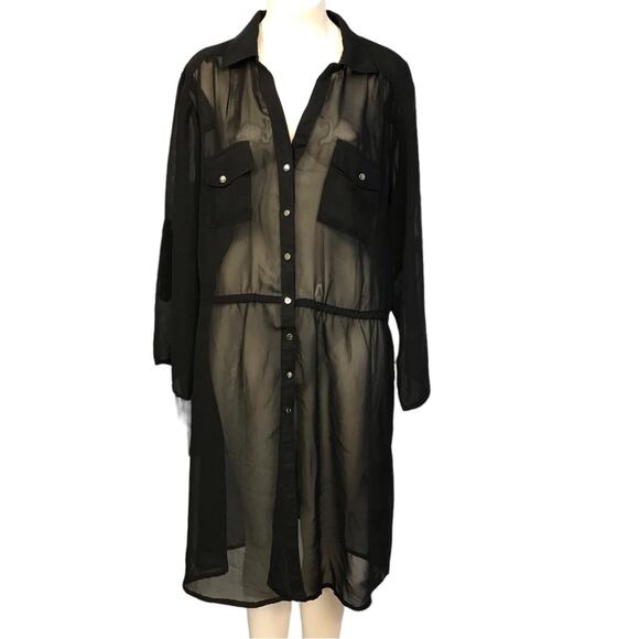 Love by Chesley Dresses & Skirts - Love by Chesley Dress See Through button up Pockets Black Women Size 3X